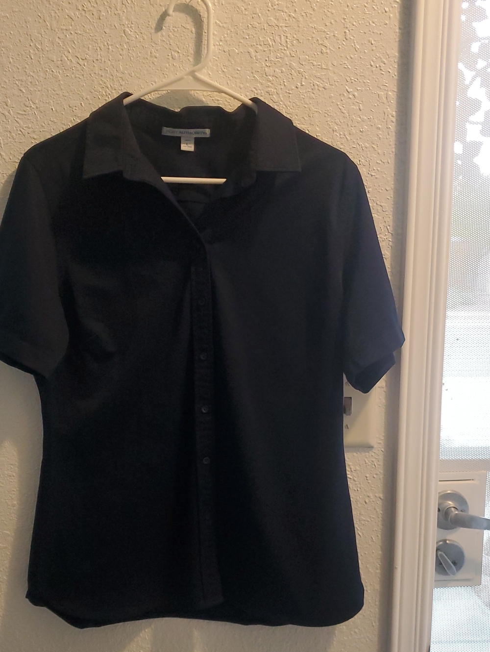 Port Authority Navy Short-Sleeve Button-Front Blouse